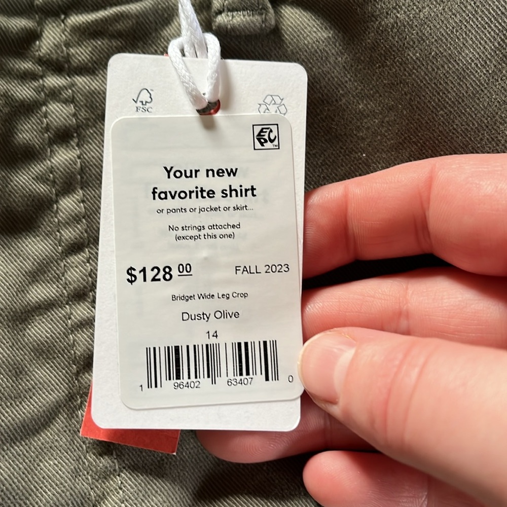 NWT Marine Layer Dusty Olive Wide Leg Crop - Picture 4 of 4